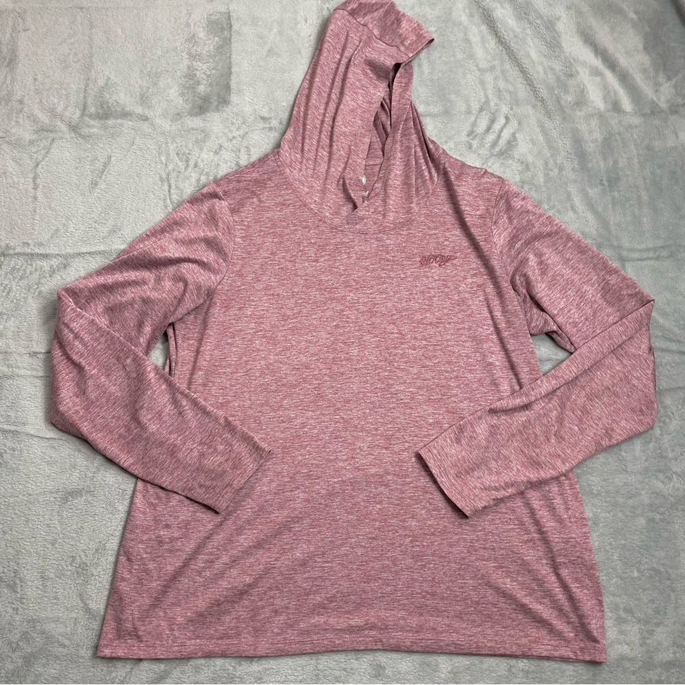 Hooey Shirt XL Womens Easy Breezy Hooded Long Sleeve Athletic Tee Burgundy